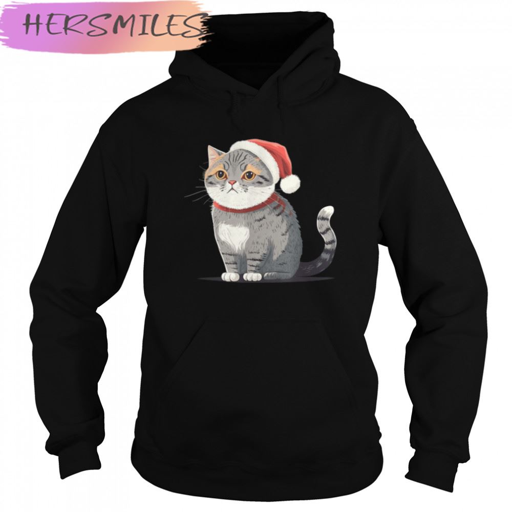 Christmas Cat Cute hat Art Design Illustration T-shirt Christmas Cat Cute hat Art Design Illustration T-shirt