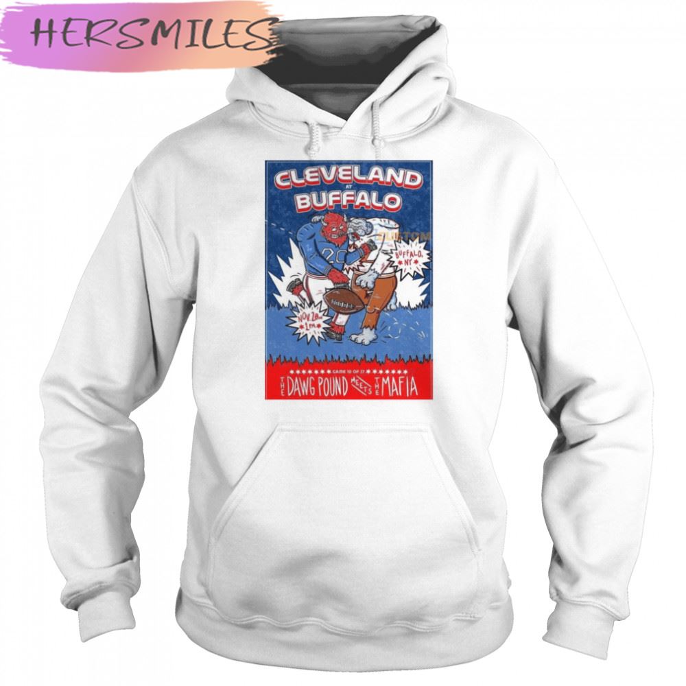 Cleveland Vs Buffalo 2022 The Dawg Pound Meets The Mafia T-shirt Cleveland Vs Buffalo 2022 The Dawg Pound Meets The Mafia T-shirt