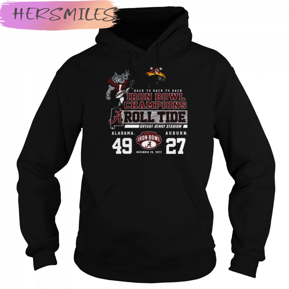 Alabama Crimson Tide 2022 back to back Iron Bowl champions 49 27 Auburn T-shirt Alabama Crimson Tide 2022 back to back Iron Bowl champions 49 27 Auburn T-shirt