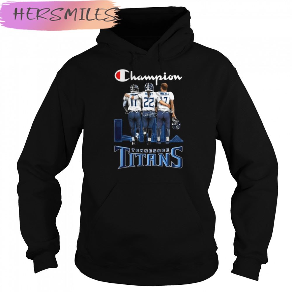 Tennessee Titans Brown Henry and Tannehill Champions Skyline signatures T-shirt Tennessee Titans Brown Henry and Tannehill Champions Skyline signatures T-shirt