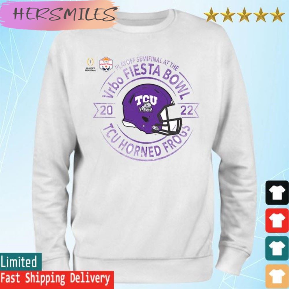 Official Horned Frogs Horned Frogs White 2022 College Football Playoff Bound T-shirt Official Horned Frogs Horned Frogs White 2022 College Football Playoff Bound T-shirt