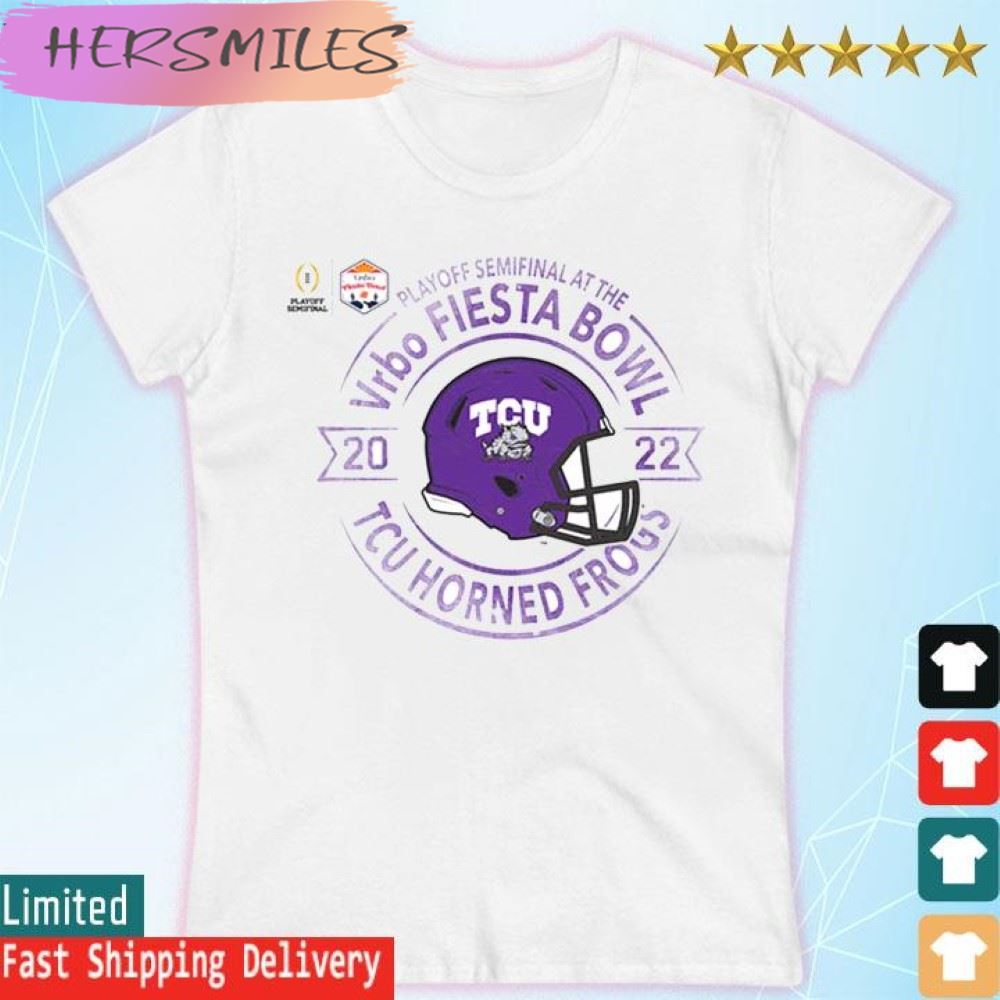 Official Horned Frogs Horned Frogs White 2022 College Football Playoff Bound T-shirt Official Horned Frogs Horned Frogs White 2022 College Football Playoff Bound T-shirt