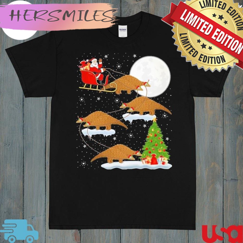 Official Xmas Lighting Tree Santa Riding Pangolin Christmas Sweater T-shirt