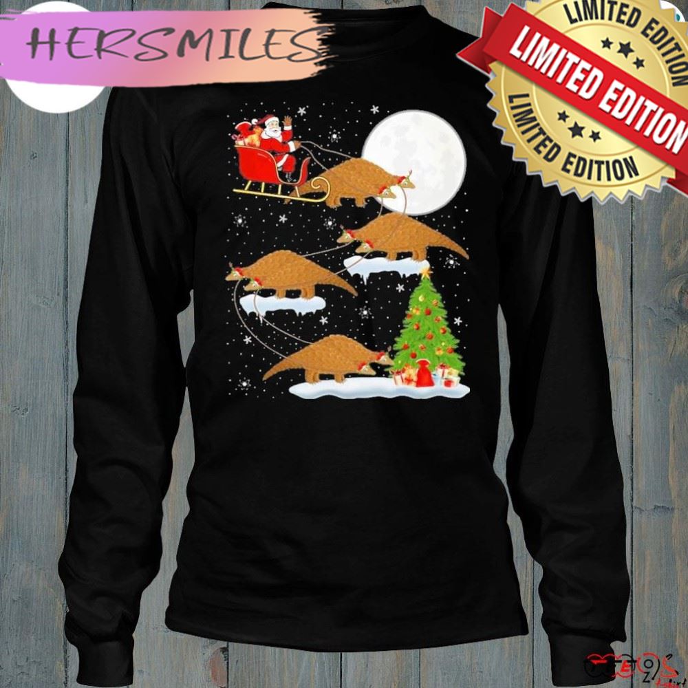 Official Xmas Lighting Tree Santa Riding Pangolin Christmas Sweater T-shirt Official Xmas Lighting Tree Santa Riding Pangolin Christmas Sweater T-shirt
