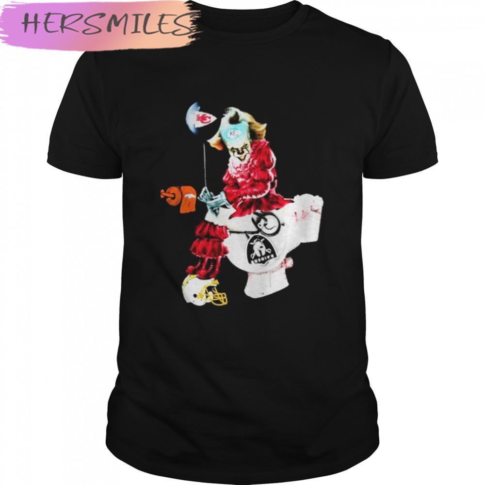 Pennywise Character Kansas City Chiefs Las Vegas Raiders Los Angeles Rams T-shirt