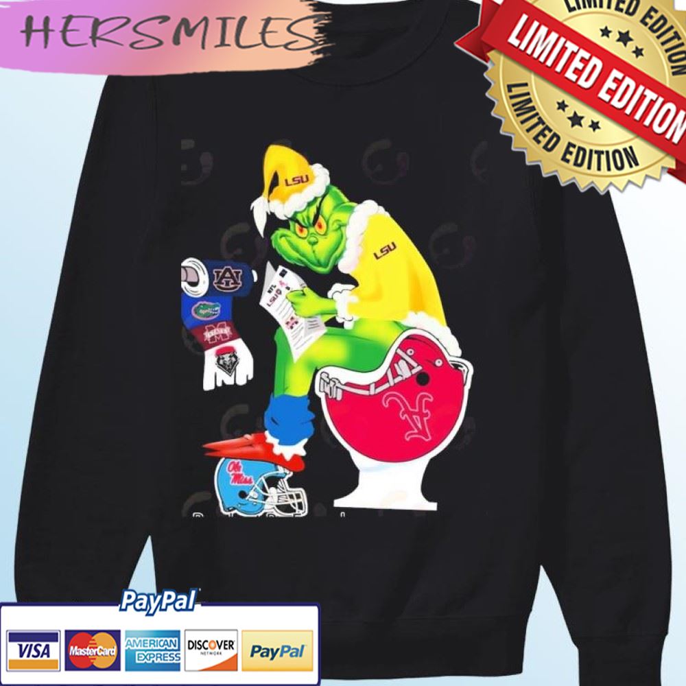 The Grinch LSU Tigers Shitting On Toilet Alabama Crimson Tide And Other Teams Christmas T-shirt The Grinch LSU Tigers Shitting On Toilet Alabama Crimson Tide And Other Teams Christmas T-shirt