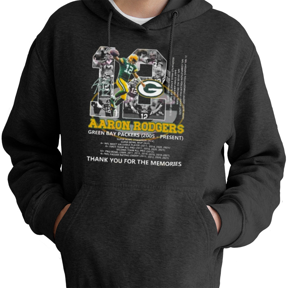 Aaron Rodgers 12 Green Bay Packers 2005 – Present Thank You For The Memories Signature Shirt