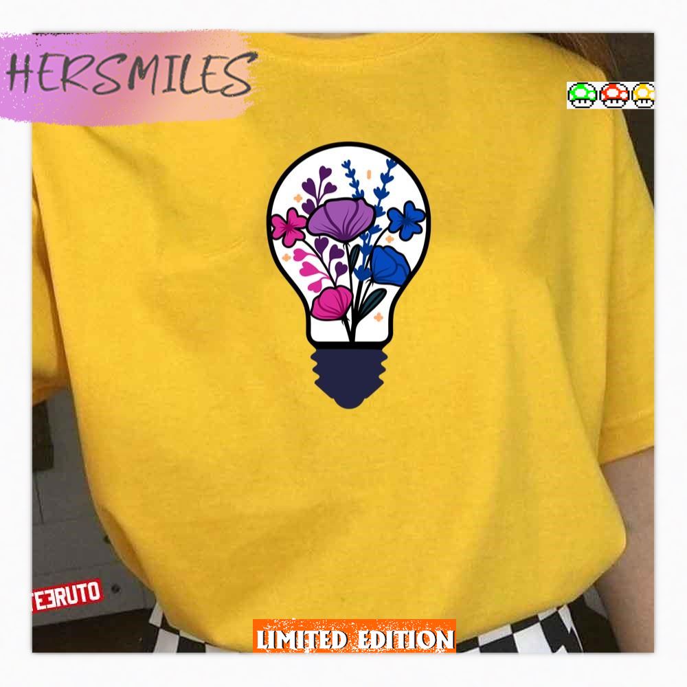 Bisexual Flowers In Lightbulb Lgbtq Pride Month T-shirt