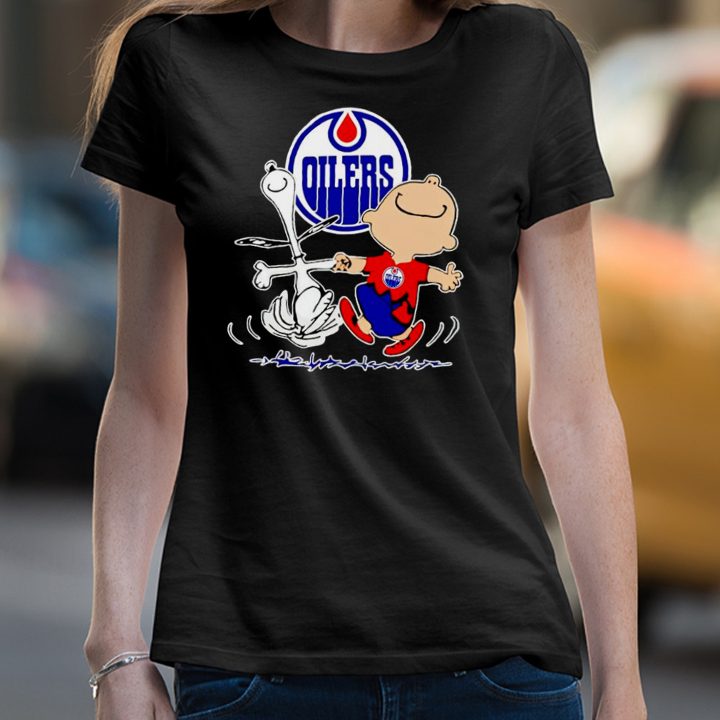 Edmonton Oilers Snoopy And Charlie Brown Dancing Shirt Edmonton Oilers Snoopy And Charlie Brown Dancing Shirt