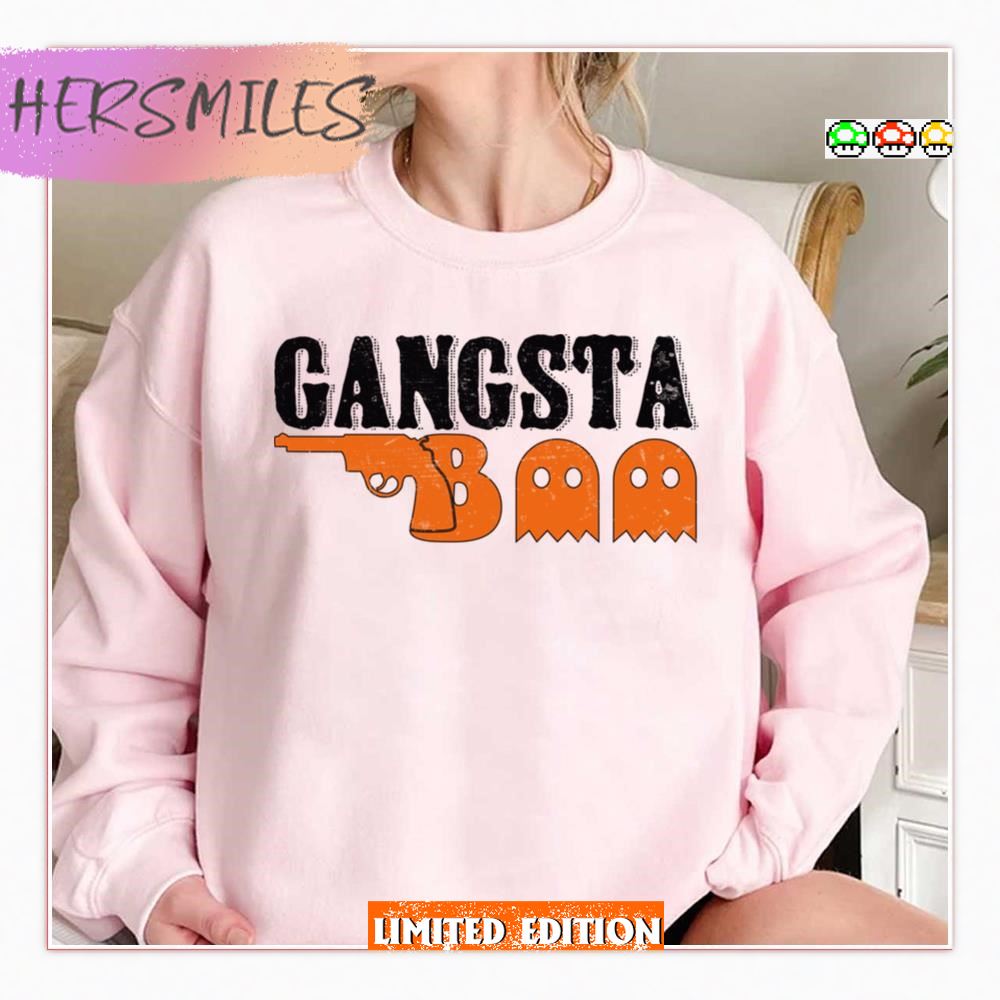 Funny Gangsta Boo Gun Design  T-shirt