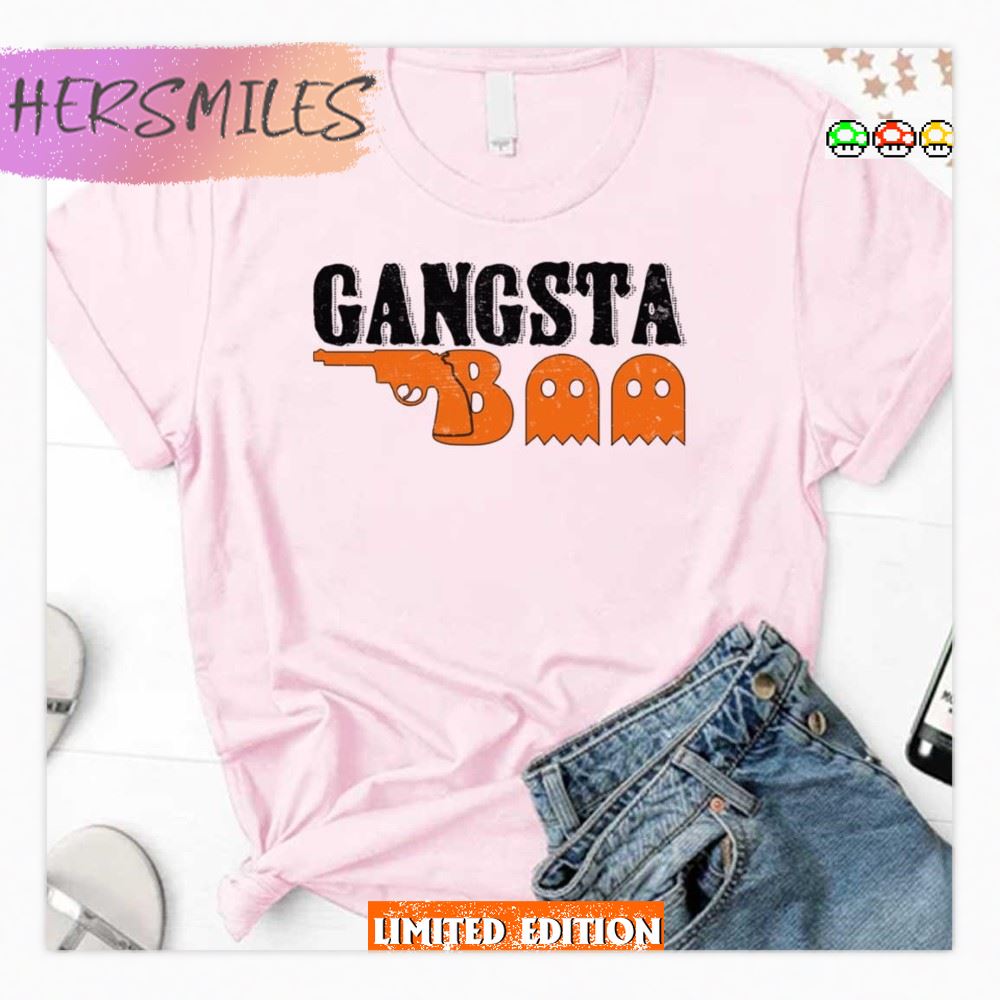 Funny Gangsta Boo Gun Design  T-shirt