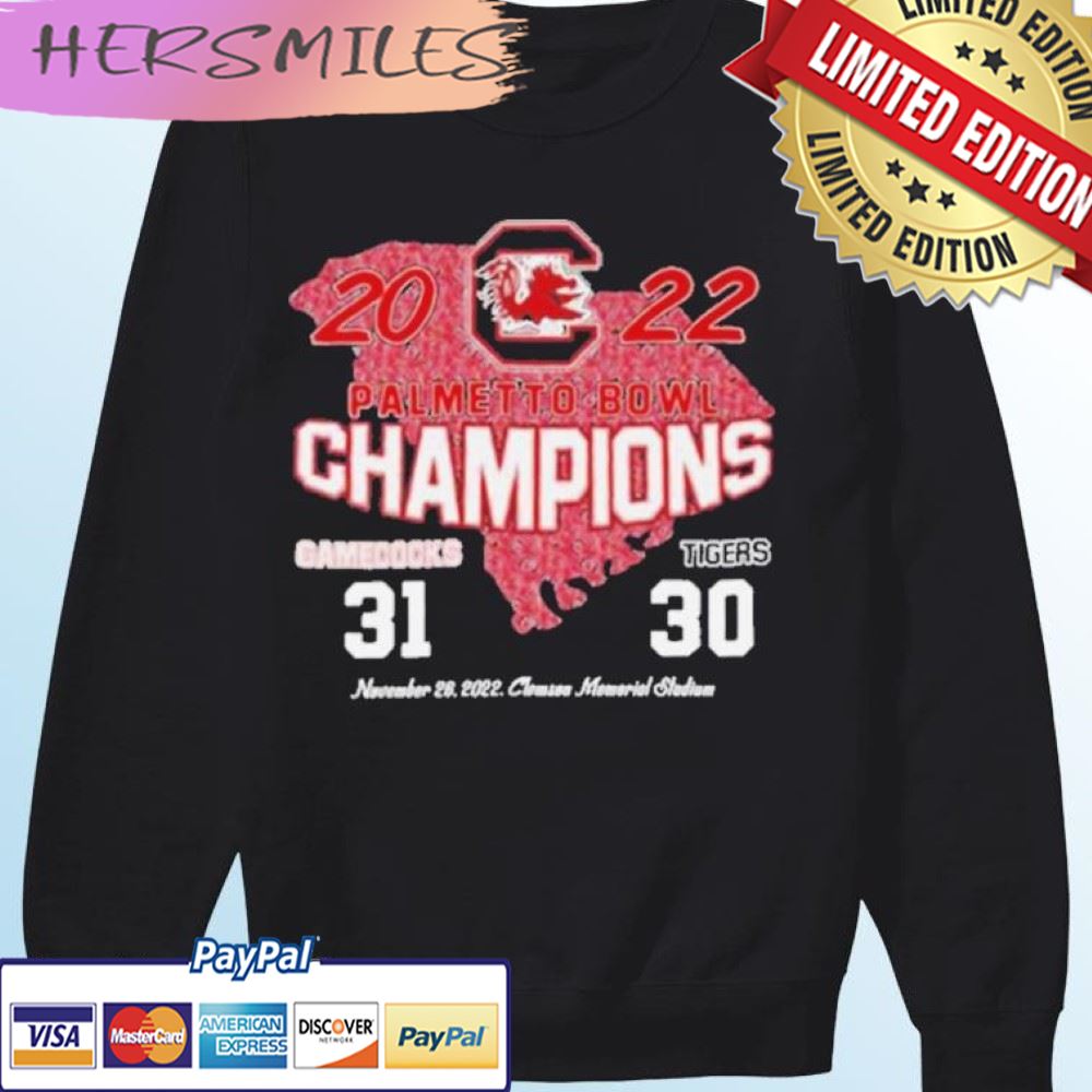 Gamecocks 31 30 Tigers 2022 Palmetto Bowl Champions Final Score T-shirt Gamecocks 31 30 Tigers 2022 Palmetto Bowl Champions Final Score T-shirt
