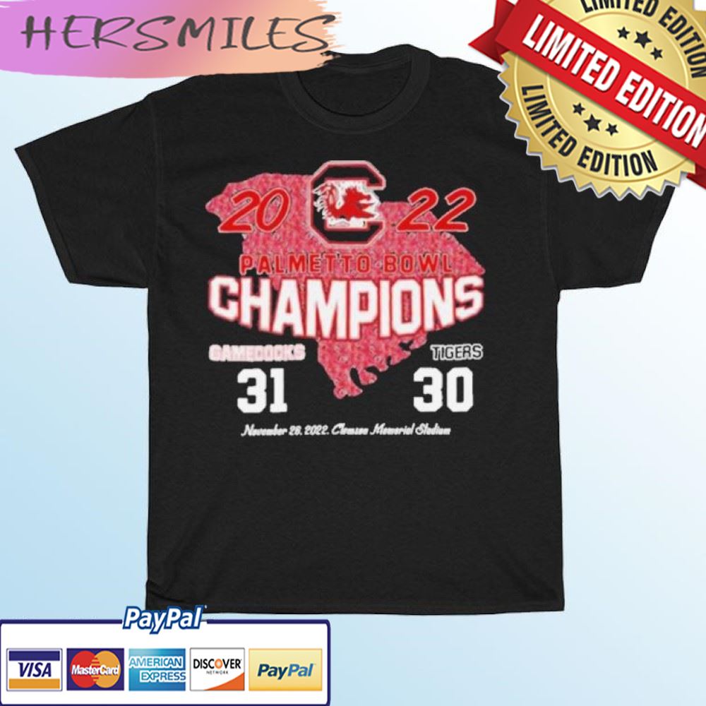 Gamecocks 31 30 Tigers 2022 Palmetto Bowl Champions Final Score T-shirt Gamecocks 31 30 Tigers 2022 Palmetto Bowl Champions Final Score T-shirt