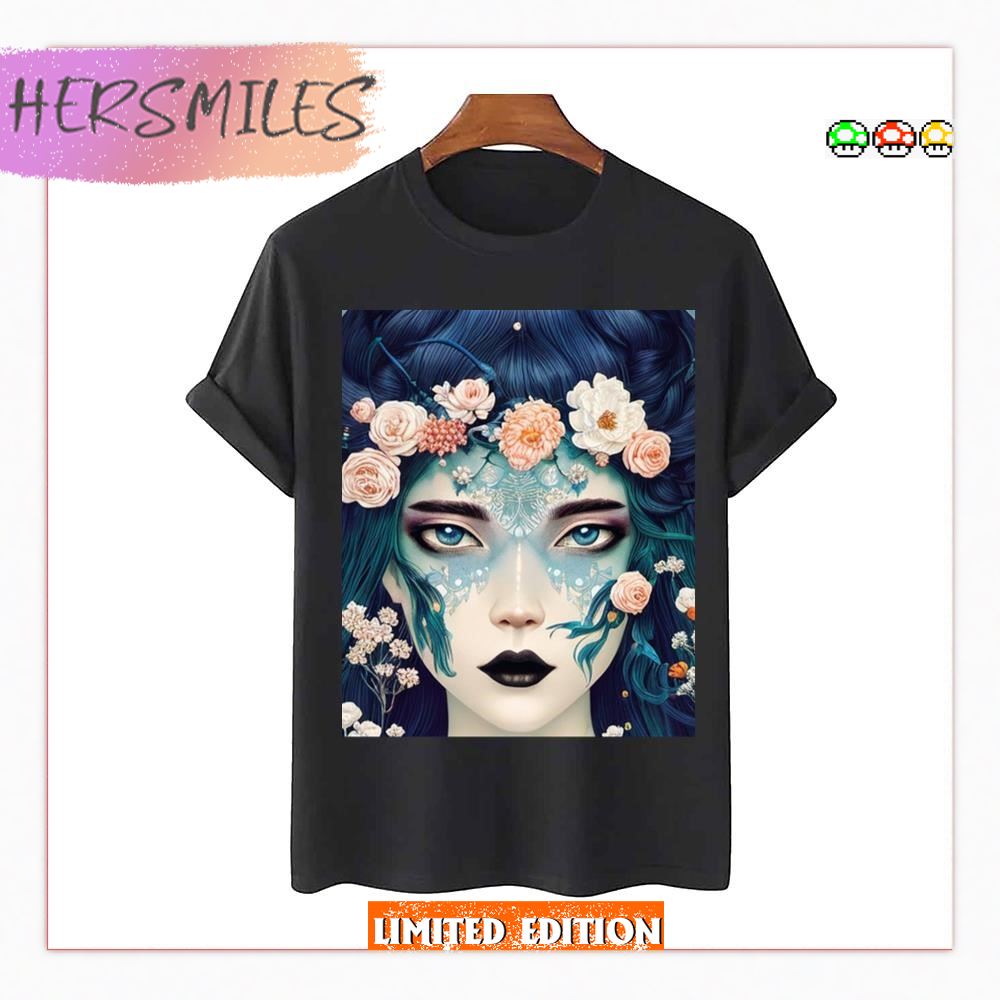 Gothic Cherub Floral Graphic T-shirt