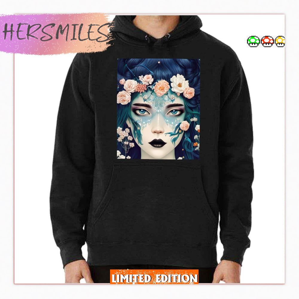 Gothic Cherub Floral Graphic T-shirt