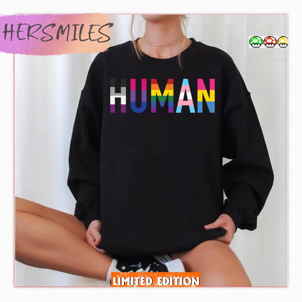 Human Various Queer Flags Lgbtq Pride Month  T-shirt