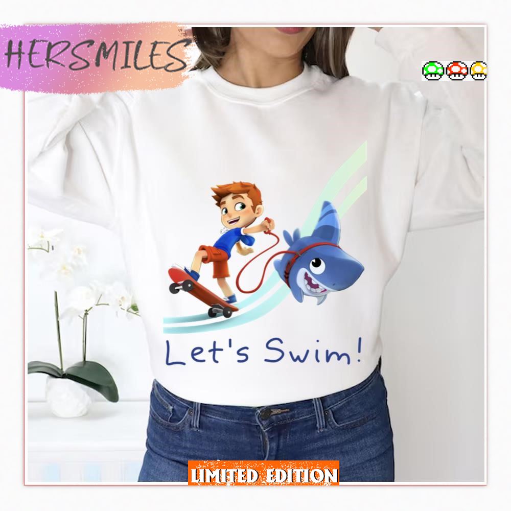 Let’s Swim Little Sharkdog T-shirt