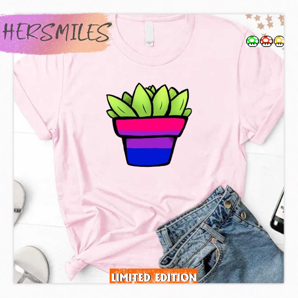Plant Art Bisexual Pride Succulent  T-shirt