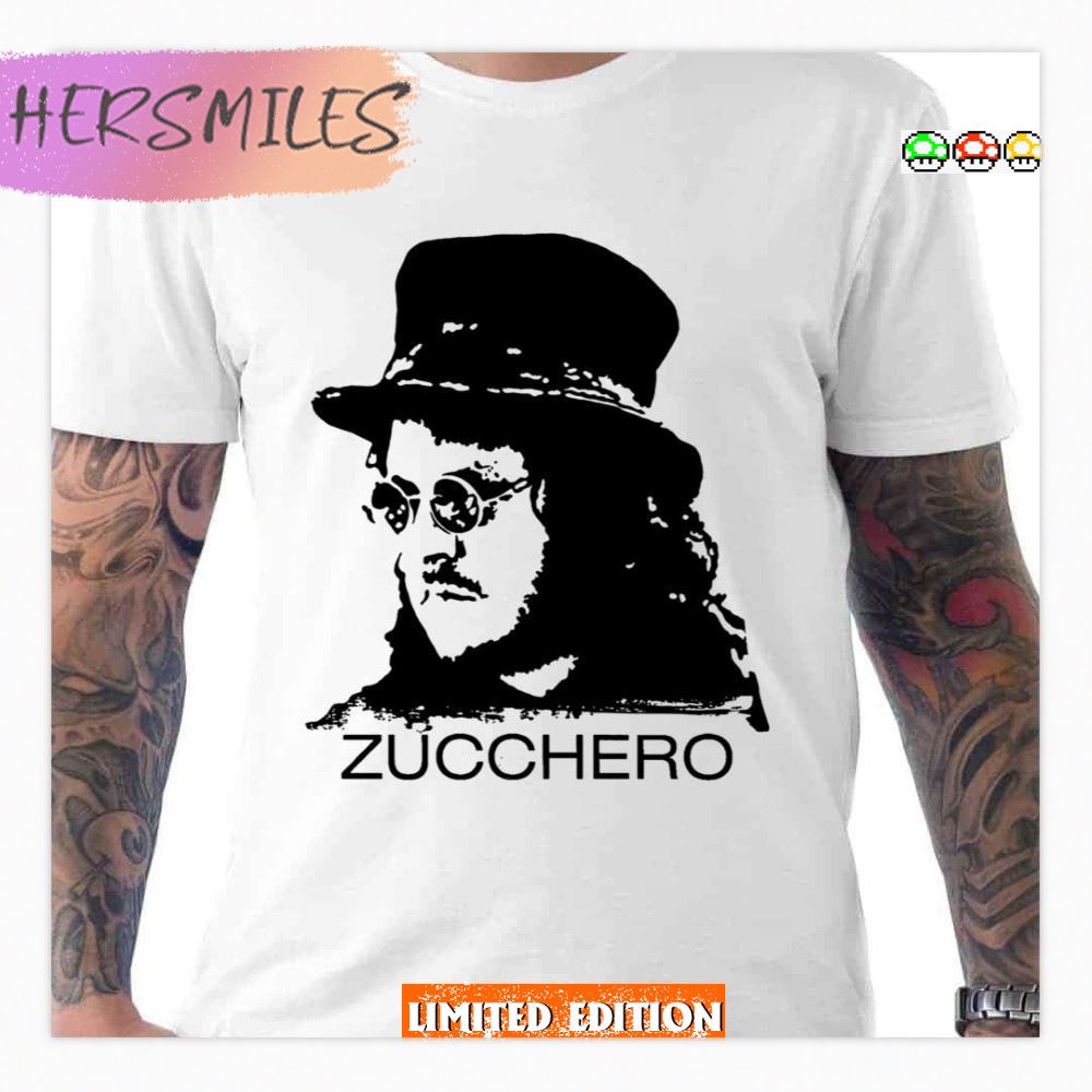 Potrait Singer Italian Bw Zucchero T-Shirt Potrait Singer Italian Bw Zucchero T-Shirt