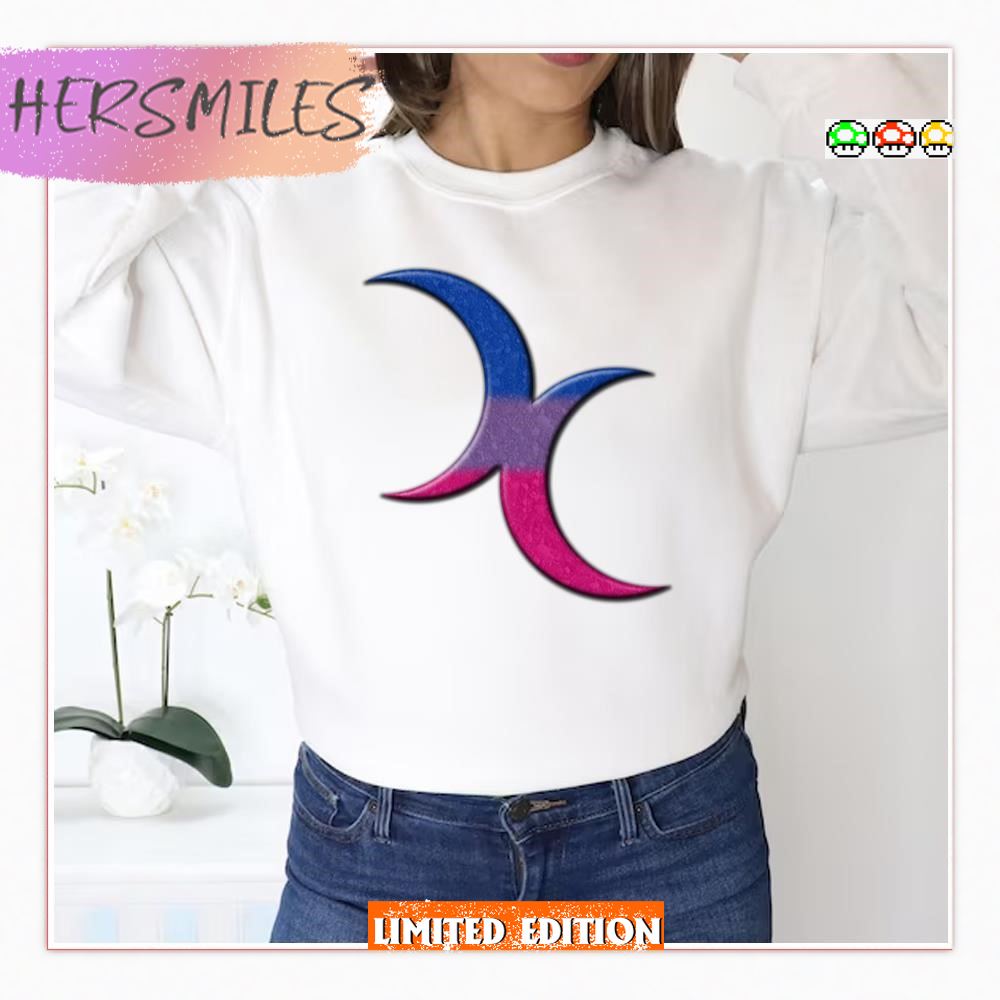 Pride Flag Colored Crescent Moons Symbol Bisexual  T-shirt