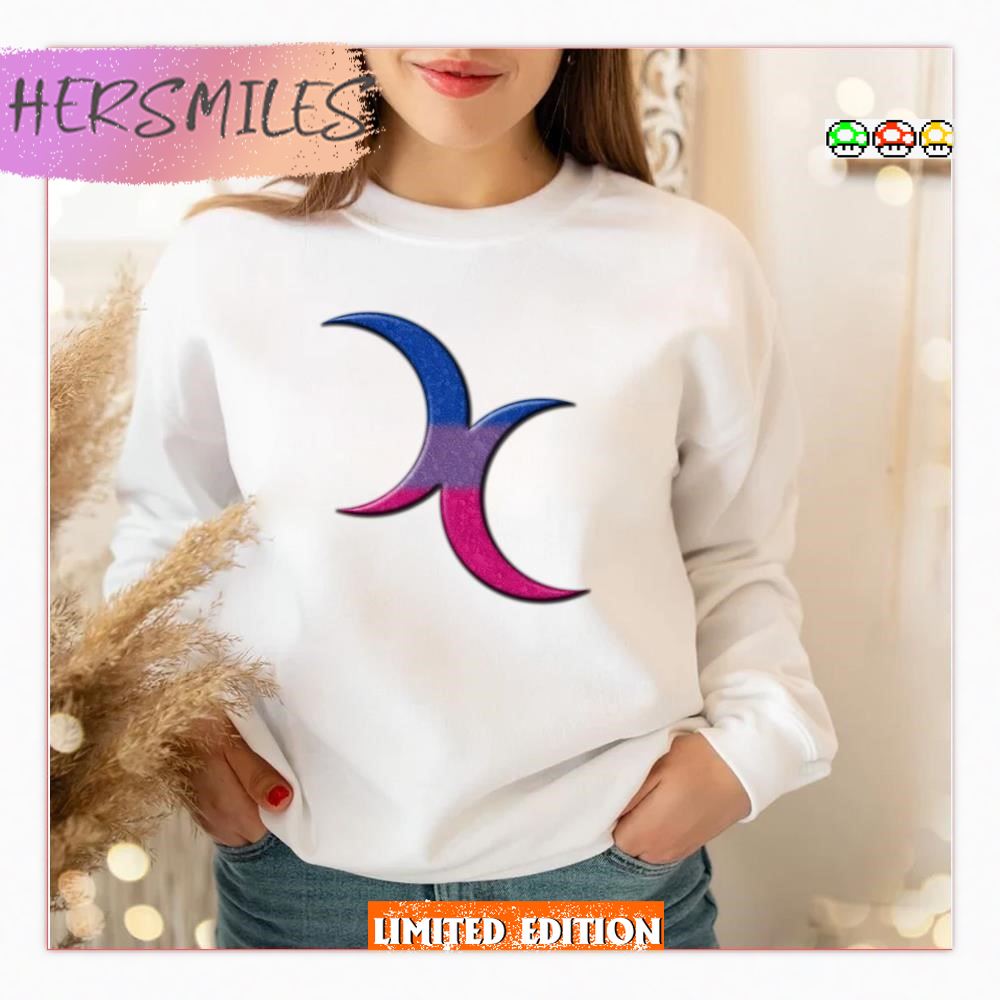 Pride Flag Colored Crescent Moons Symbol Bisexual  T-shirt
