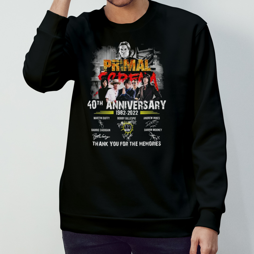 Primal Scream 40Th Anniversary 1982-2022 Thank You For The Memories Signatures Shirt Primal Scream 40Th Anniversary 1982-2022 Thank You For The Memories Signatures Shirt