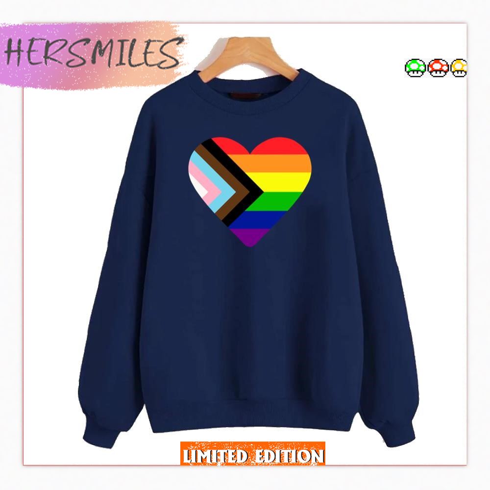 Progress Pride Flag Heart  T-shirt