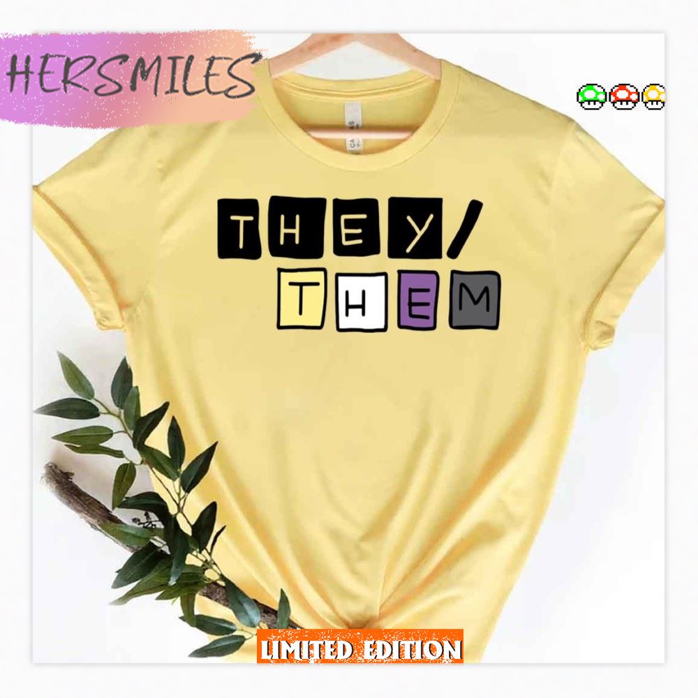 Pronouns Theythem With Nonbinary Flag Lgbtq Pride Month T-shirt