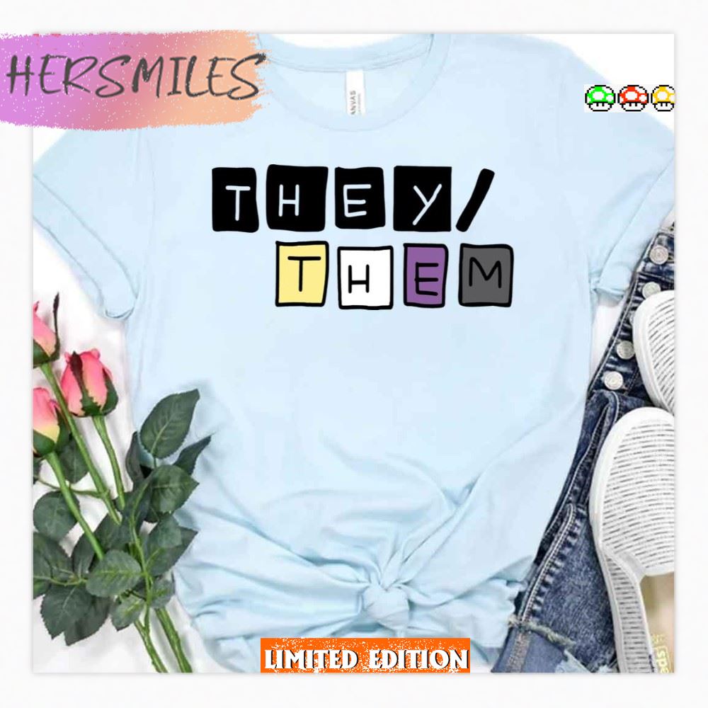 Pronouns Theythem With Nonbinary Flag Lgbtq Pride Month T-shirt