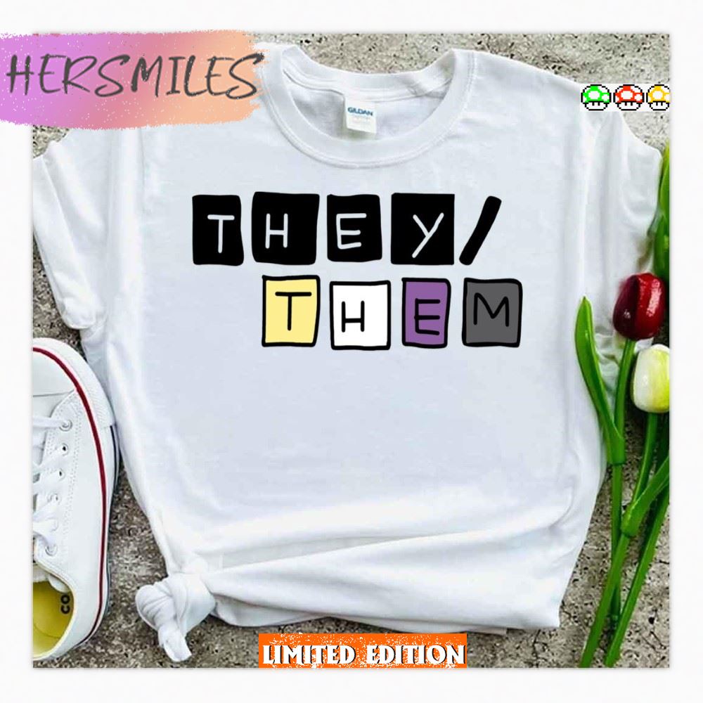 Pronouns Theythem With Nonbinary Flag Lgbtq Pride Month T-shirt Pronouns Theythem With Nonbinary Flag Lgbtq Pride Month T-shirt