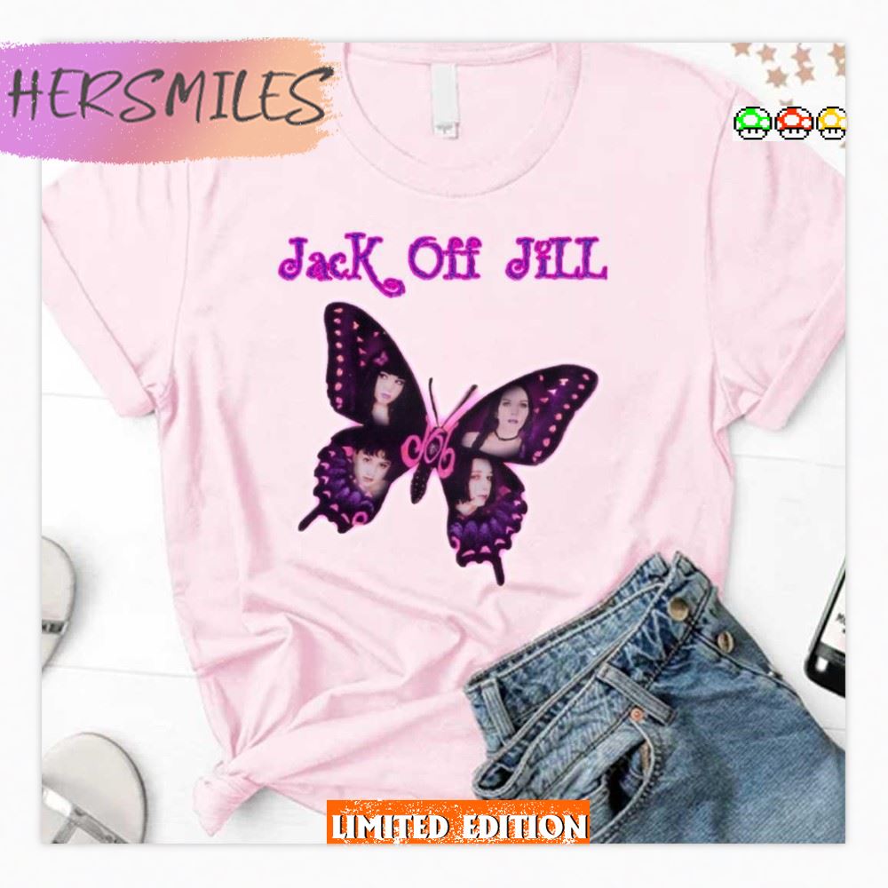 Purple Butterfly Jack Off Jill  T-Shirt