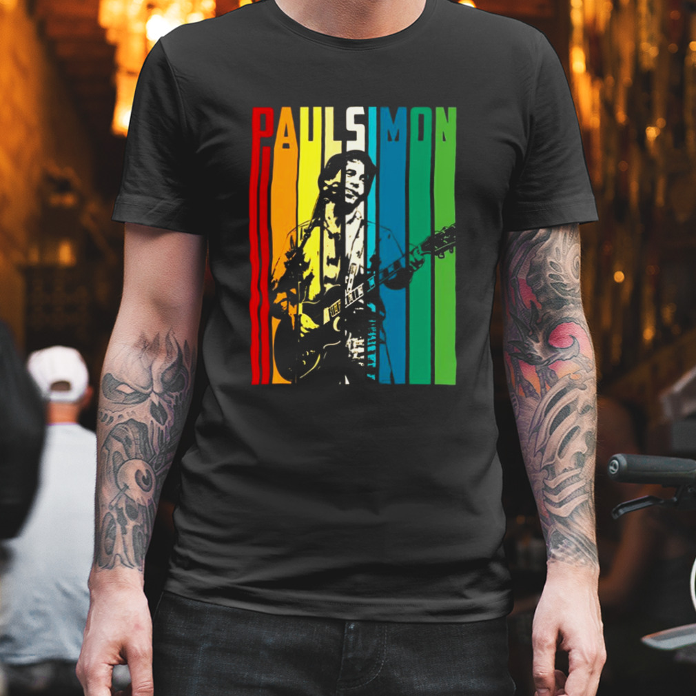 Retro Colored Paul Simon Playing Guitar Shirt