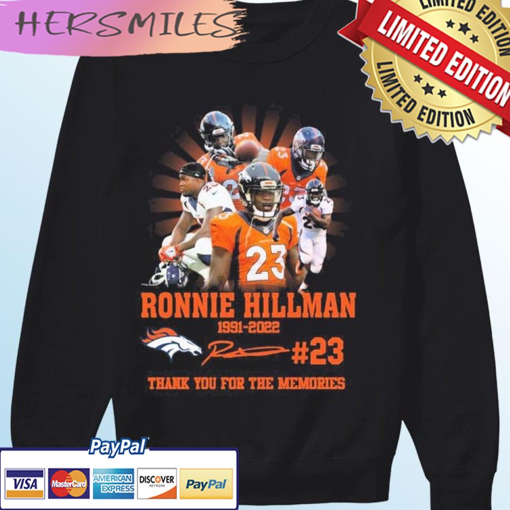 Ronnie Hillman Denver Broncos 1991-2022 Thank You For The Memories Signatures T-shirt Ronnie Hillman Denver Broncos 1991-2022 Thank You For The Memories Signatures T-shirt