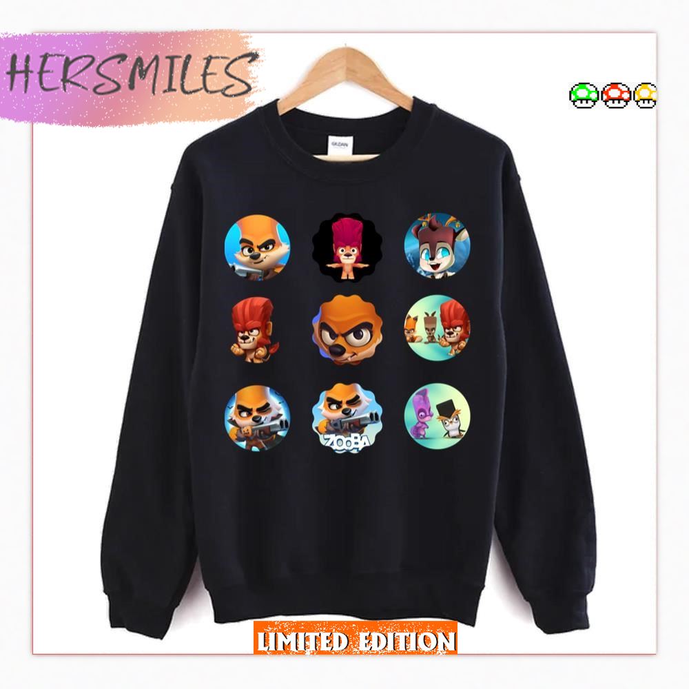 Round Design Zooba King Characters  T-shirt