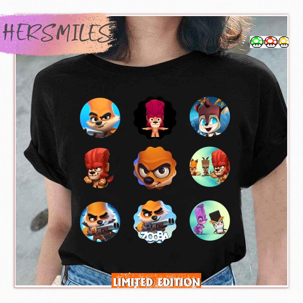 Round Design Zooba King Characters  T-shirt