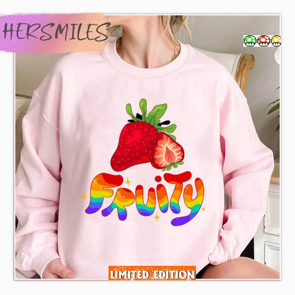 Strawberry Fruity Gay Lgbtq Pride Month  T-shirt