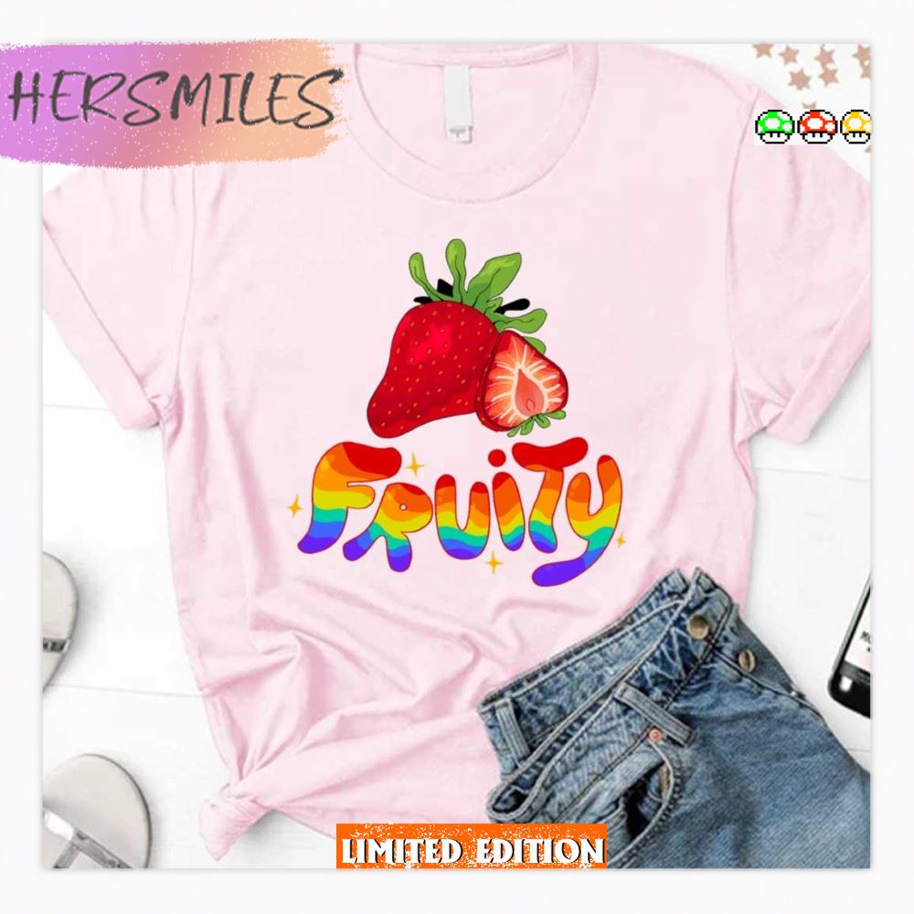 Strawberry Fruity Gay Lgbtq Pride Month  T-shirt