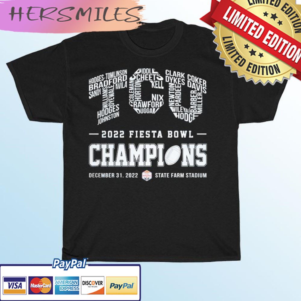 TCU Horned Frogs 2022 Vrbo Fiesta Bowl Champions December 31 T-shirt TCU Horned Frogs 2022 Vrbo Fiesta Bowl Champions December 31 T-shirt