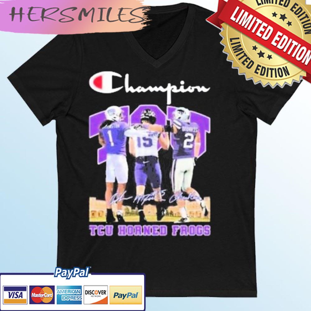 TCU Horned Frogs Hodges Tomlinson Max Duggan And Chandler Morris Champion signatures T-shirt