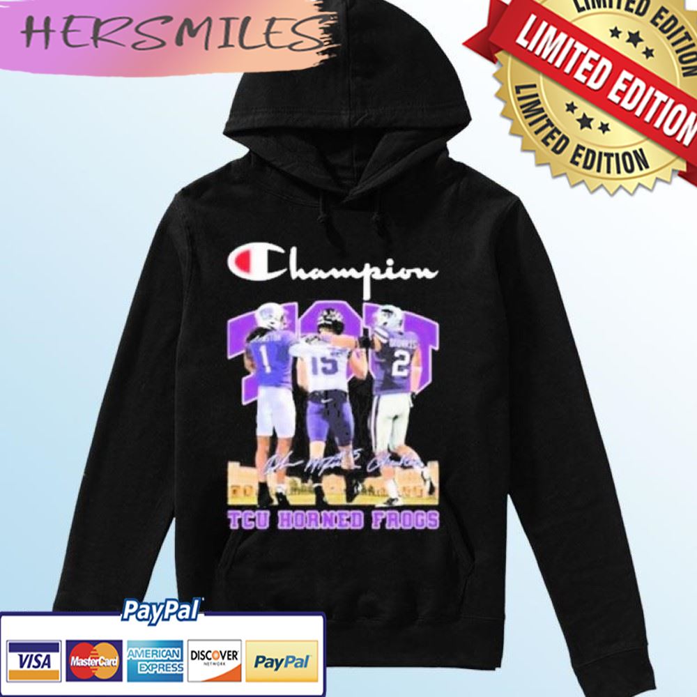 TCU Horned Frogs Hodges Tomlinson Max Duggan And Chandler Morris Champion signatures T-shirt