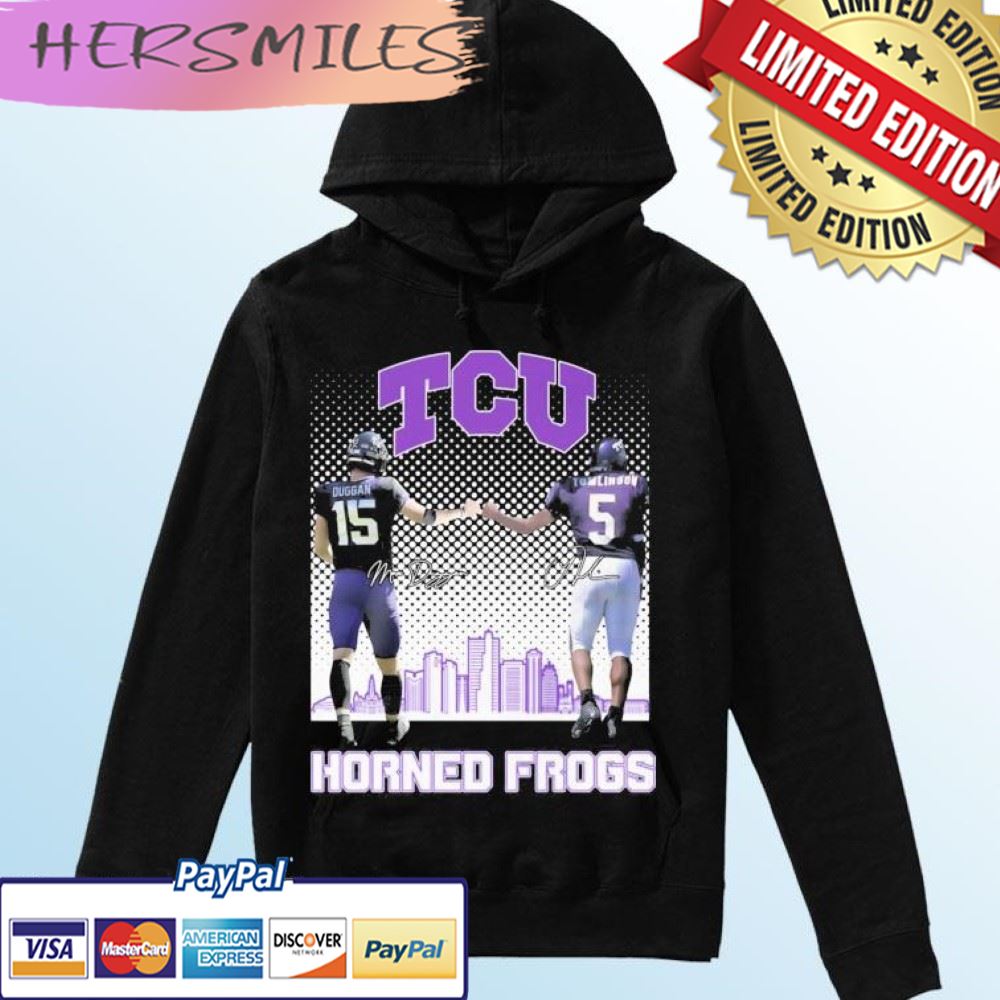 TCU Horned Frogs Max Duggan And Ladainian Tomlinson Signatures T-shirt
