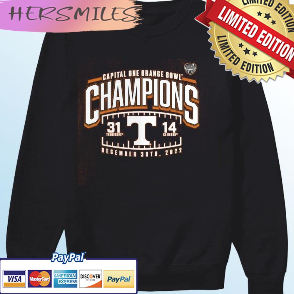 Tennessee Volunteers Orange Bowl Champions Score 2022 T-shirt Tennessee Volunteers Orange Bowl Champions Score 2022 T-shirt