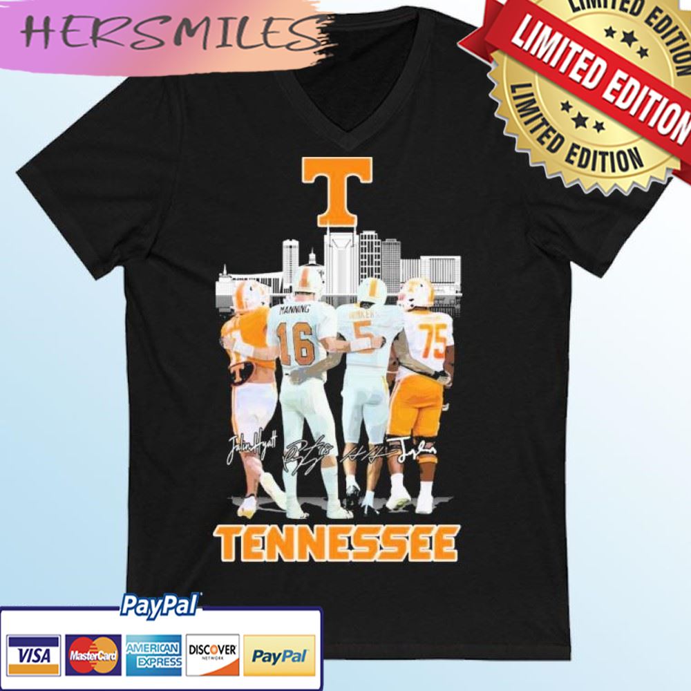 Tennessee Volunteers Skyline Team Players Signatures T-shirt