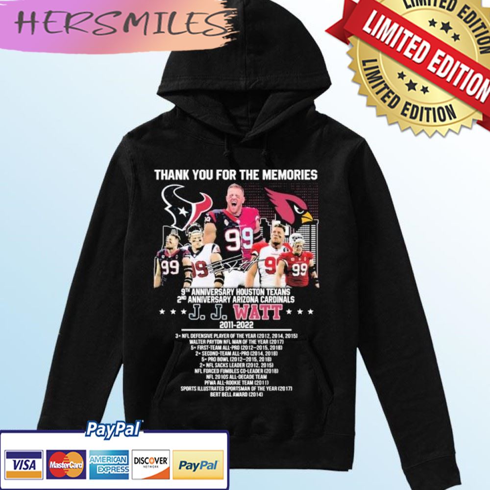 Thank You For The Memories J J Watt 2011-2022 Signatures T-shirt