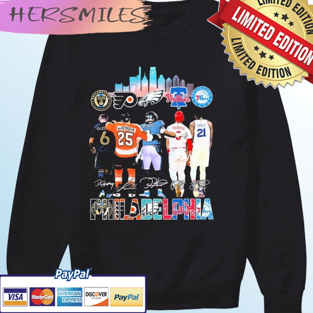 The Philadelphia Skyline Sports Teams Signatures T-shirt The Philadelphia Skyline Sports Teams Signatures T-shirt