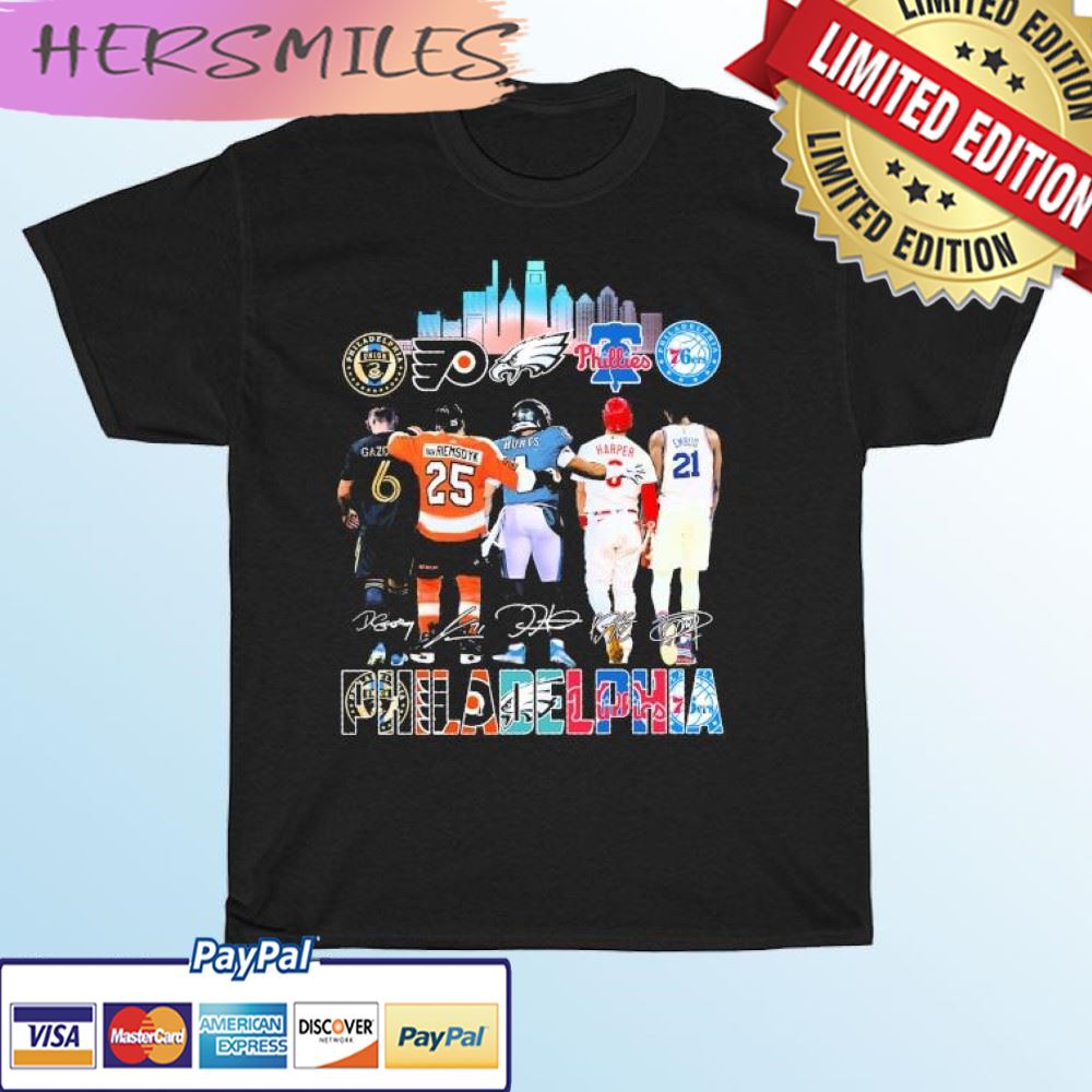 The Philadelphia Skyline Sports Teams Signatures T-shirt The Philadelphia Skyline Sports Teams Signatures T-shirt