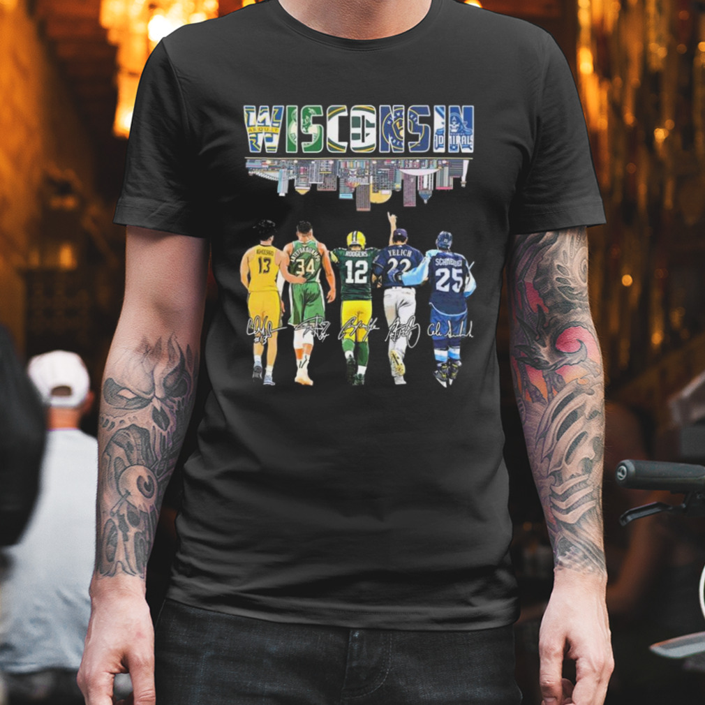 Wisconsin Ighodaro Antetokounmpo Rodgers Yelich Signatures Shirt
