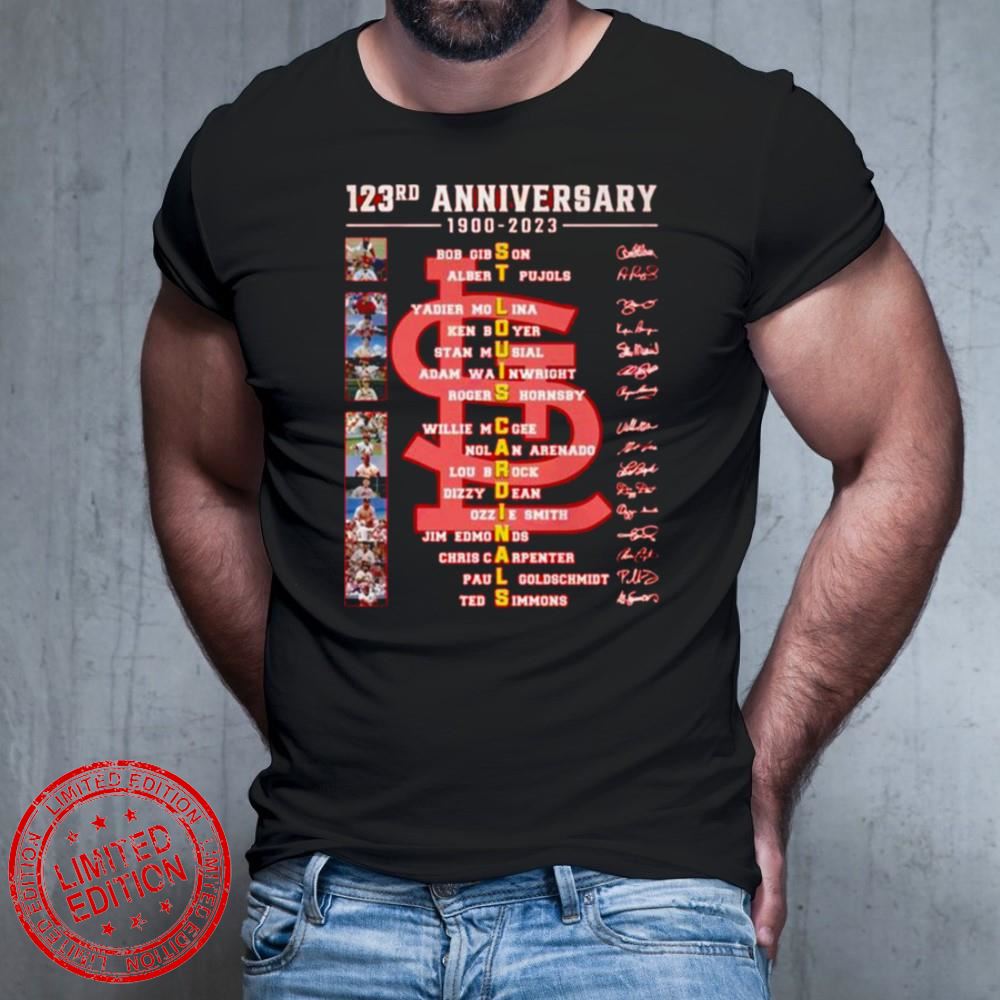 123rd Anniversary 1900 2023 St. Louis Cardinals Thank You For The Memories Signatures T-Shirt 123rd Anniversary 1900 2023 St. Louis Cardinals Thank You For The Memories Signatures T-Shirt