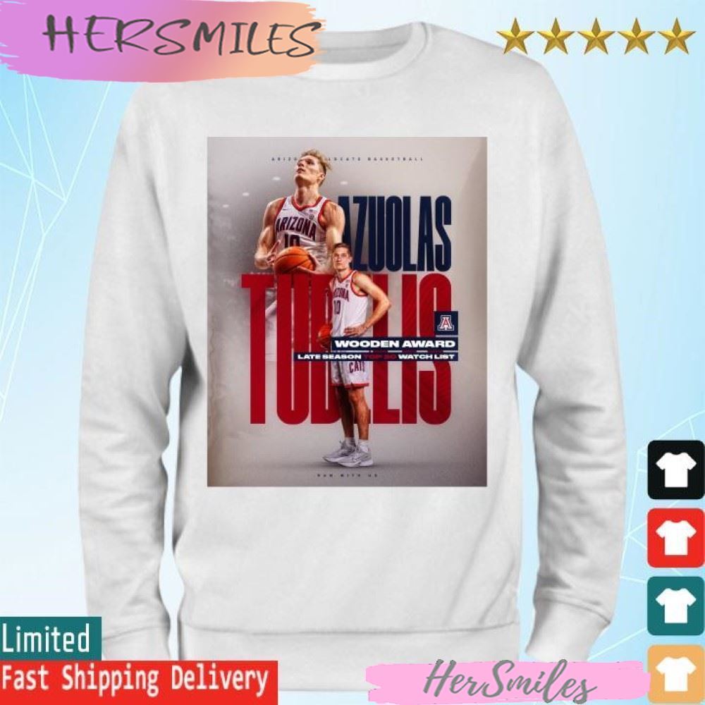 Azuolas Tubelis Arizona Wildcats Wooden Award Late season top 20 watchlist T-shirt Azuolas Tubelis Arizona Wildcats Wooden Award Late season top 20 watchlist T-shirt