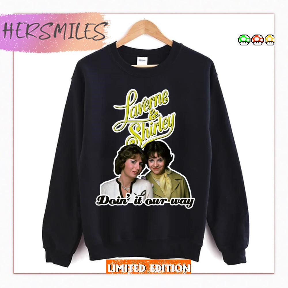 Doin It Our Way Yellow Laverne &amp Shirley 70s Retro Tribute T-shirt